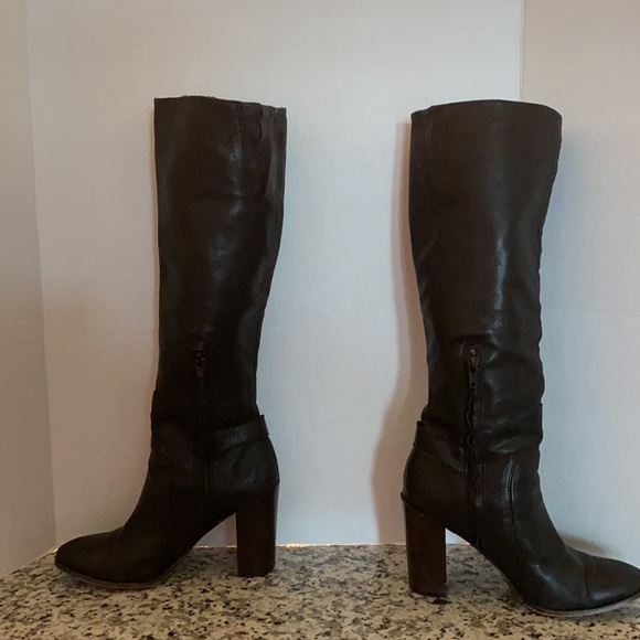 Sam Edelman black chunk heel leather boots Lucy 6 - Picture 7 of 16